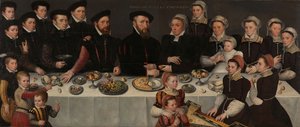 ピエールドムシェロン、彼の妻イザボードジェルビエランド、彼らの18人の子供、1563 作： Flemish School