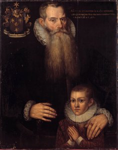 シャルル・ド・コンド（1535-1602）とその息子ジョンの肖像（1592年） 17世紀のフランドル派の絵画。薄さ0.81 x 0.64 m ヴェルサイユ宮殿、ヴェルサイユ宮殿・トリアノン美術館 作： Flemish School