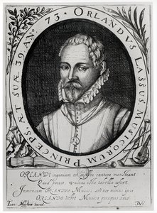 Roland de Lassus（1532-94）の肖像（彫刻）（bw写真） 作： Flemish School