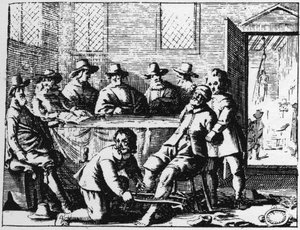ティンカーズが魔術師に与える罰-1725年、アブラハム・パリングによる「La Sorcellerie demasquee」（「
