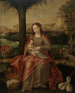 エジプトへの逃避の休息（パネルに油彩） 作： Flemish School