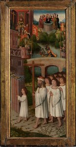 聖十字架伝説の場面（パネルに油彩） 作： Flemish School
