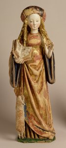 聖アグネス、メッヘレンの学校、1500年頃（ポリクローム＆金色のオーク） 作： Flemish School