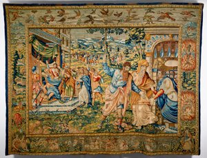 バルナバと共に説教の場から追放された聖パウロ（テキスタイル 作： Flemish School