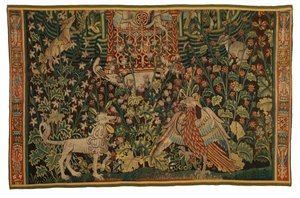 タペストリー、パーク・オ・セルフの断片、1500-25年頃制作（ウール） 作： Flemish School
