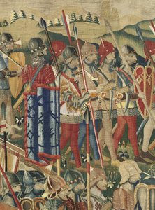 ポルトガル王アルフォンソ5世の征服を描いたタペストリー（Conquistas de Alfonso V de Portugal）、トゥルナイ。詳細(ウールとシルク) 作： Flemish School