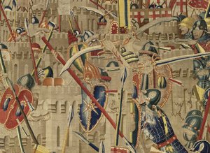 ポルトガル王アルフォンソ5世の征服を描いたタペストリー（Conquistas de Alfonso V de Portugal）、トゥルナイ。詳細(ウールとシルク)