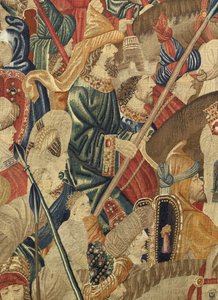 ポルトガル王アルフォンソ5世の征服を描いたタペストリー（Conquistas de Alfonso V de Portugal）、トゥルナイ。詳細(ウールとシルク)