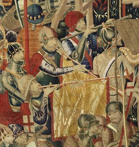 ポルトガル王アルフォンソ5世の征服を描いたタペストリー（Conquistas de Alfonso V de Portugal）、トゥルナイ。詳細(ウールとシルク) 作： Flemish School