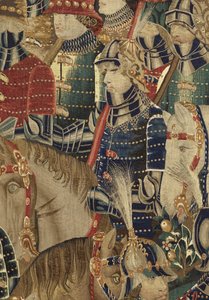 ポルトガル王アルフォンソ5世の征服を描いたタペストリー（Conquistas de Alfonso V de Portugal）、トゥルナイ。詳細(ウールとシルク) 作： Flemish School
