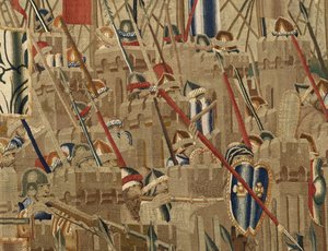 ポルトガル王アルフォンソ5世の征服を描いたタペストリー（Conquistas de Alfonso V de Portugal）、トゥルナイ。詳細(ウールとシルク)