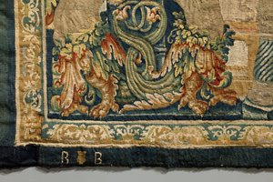 ポルトガル王アルフォンソ5世の征服を描いたタペストリー（Conquistas de Alfonso V de Portugal）、トゥルナイ。詳細(ウールとシルク) 作： Flemish School