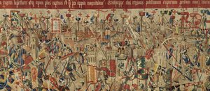 ポルトガル王アルフォンソ5世の征服を描いたタペストリー（Conquistas de Alfonso V de Portugal）、トゥルナイ。詳細(ウールとシルク) 作： Flemish School