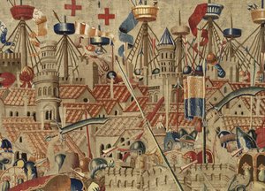 ポルトガル王アルフォンソ5世の征服を描いたタペストリー（Conquistas de Alfonso V de Portugal）、トゥルナイ。詳細(ウールとシルク)