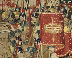 ポルトガル王アルフォンソ5世の征服を描いたタペストリー（Conquistas de Alfonso V de Portugal）、トゥルナイ。詳細(ウールとシルク) 作： Flemish School