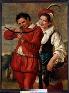 クロスボウとその妻 巨匠デ・ハーレム(Frans Hals?)の絵画(1610年以降)17世紀プラハ、ナショナル・ギャラリー 作： Flemish School