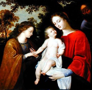 聖カタリナの神秘的な結婚」1625～50年頃（パネルに油彩） 作： Flemish School