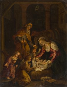 降誕、c.1601-99（キャンバスに油彩） 作： Flemish School