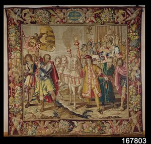 チャールズクイントのタペストリーからのチャールズ5世の勝利（1500-58）、c.1630-40 作： Flemish School