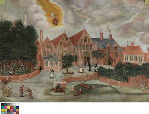 セントジョンズ病院の西正面（キャンバスに油彩） 作： Flemish School