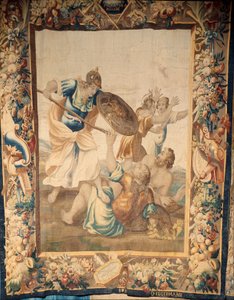 大聖堂 (Catedral de Santa María de Sigüenza)。 大聖堂コレクション。 フランダースのタペストリー。 ローマの歴史（？）。 署名: 「BB D EGGERMANS Ian Le Clerc, D Eggermans」. ブリュッセル。 17世紀初頭。 作： Flemish School