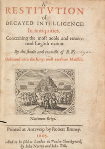 リチャード・バーステガム、アントワープによる崩壊した情報の回復のタイトルページ、1605 作： Flemish School
