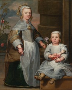 二人の姉妹、c.1650-60（キャンバスに油彩） 作： Flemish School