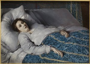 死の床にある若い女性匿名の絵画、油彩、キャンバス
