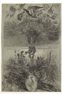 オランダ：シャルル・ボードレール作「Les Epaves」扉絵のための最終デッサン 作： フェリシアン・ロップス