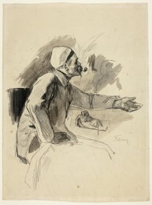 左腕を伸ばした座った男 作： Félicien Rops