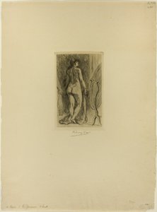 毛皮で立っている女性 作： Félicien Rops
