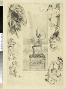 偉大なる抒情詩1887年版マラルメ作品集のタイトルページ。 作： Félicien Rops