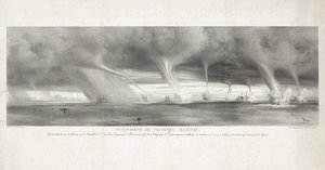 ウォーターホーゼン op zee bij シチリア、1827 年 1827 年 6 月 27 日、ストロンボリの目の前で、シチリア島の海で観察されたウォータースパウトの現象 (オブジェクトのタイトル) 作： Félix Achille Beaupoil Saint Aulaire