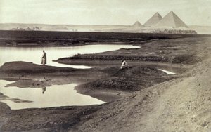 ギザのピラミッド、1880年頃（モノクロ写真）