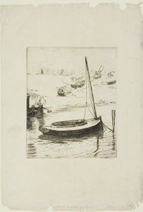 帆を下げたボート 作： Félix Henri Bracquemond