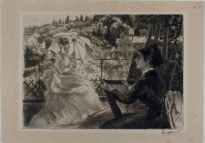 ブランカス邸のテラス 作： Félix Henri Bracquemond