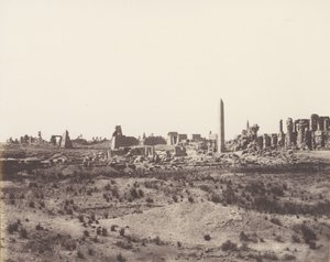 カルナック テーベ、北東から撮影した廃墟の概観、V、1851 ～ 52 年、1853 ～ 54 年に印刷。 作： Félix Teynard