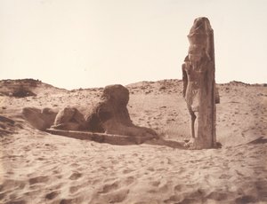アベニューの左側にあるセブア、寺院、巨像、スフィンクス、1851-52年。 作： Félix Teynard
