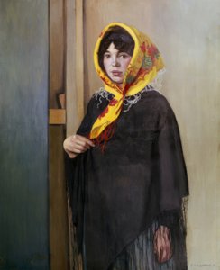 黄色いスカーフを巻いた若い女性 作： フェリックス・ヴァロットン