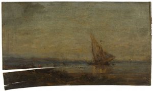 マルティーグの前で、黄色い帆、1875年頃（木に油彩） 作： Félix Ziem