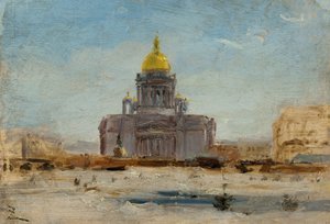サンクトペテルブルク、聖イサク、1-1844年から9-1844年の間（油彩、紙、キャンバス） 作： Félix Ziem