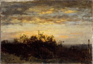 日没、1850年から1860年の間（木に油彩） 作： Félix Ziem