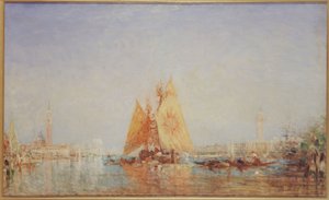 ヴェネツィア、黄色い帆のトラバッコロ、1870年から1890年の間（油彩・カンヴァス） 作： Félix Ziem