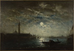 月明かりに照らされたヴェネツィアとカンパニーレ、1870年から1890年の間（油彩・カンヴァス） 作： Félix Ziem