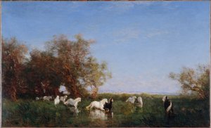 カマルグの野生の馬、1890年から1895年の間（油彩・カンヴァス） 作： Félix Ziem