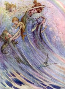 遊ぶ人魚たち（カラーリトグラフ） 作： Flora White