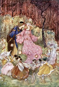 カップルと妖精-フィオナ・マルコム作、フローレンス・アンダーソン作「My Fairyland」にて 作： Florence Anderson