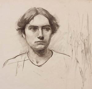 アートスクールモデルの責任者、1900年頃（木炭） 作： Florence Eleanor Shepard