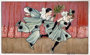 コロンビーヌを追いかけるピエロ - フローレンス・ハーディの作品、deb.20世紀