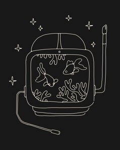 水に浮かぶ宇宙飛行士のヘルメット 作： Florent Bodart